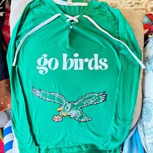 Eagles Lady fit long sleeve t shirt lace up front